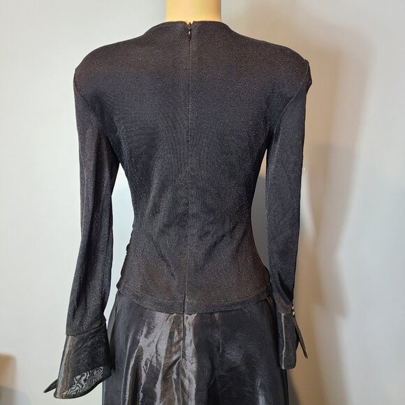 Vtg JS Collections Full Length Black Shimmer Evening Dress Sz 10 1920s New Year - Picture 6 of 11
